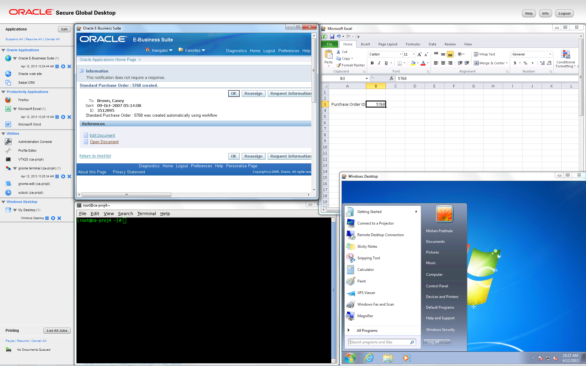 Figure 1. Oracle Secure Global Desktop界面和应用程序支持