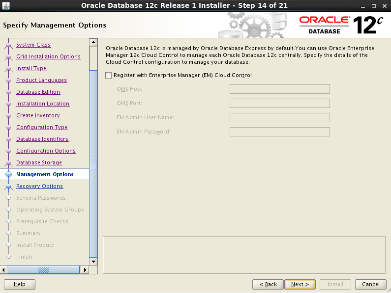 Specify Management Options