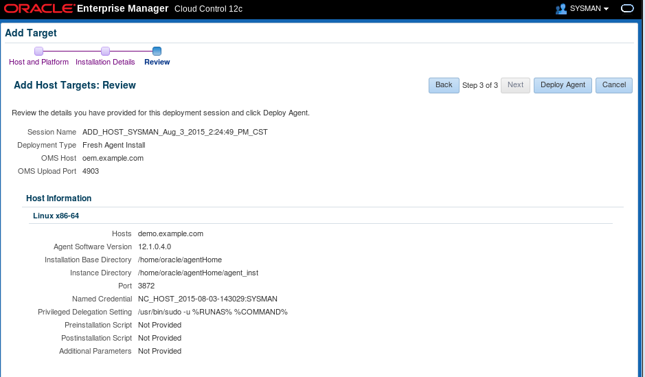 Add Host Targets: Review