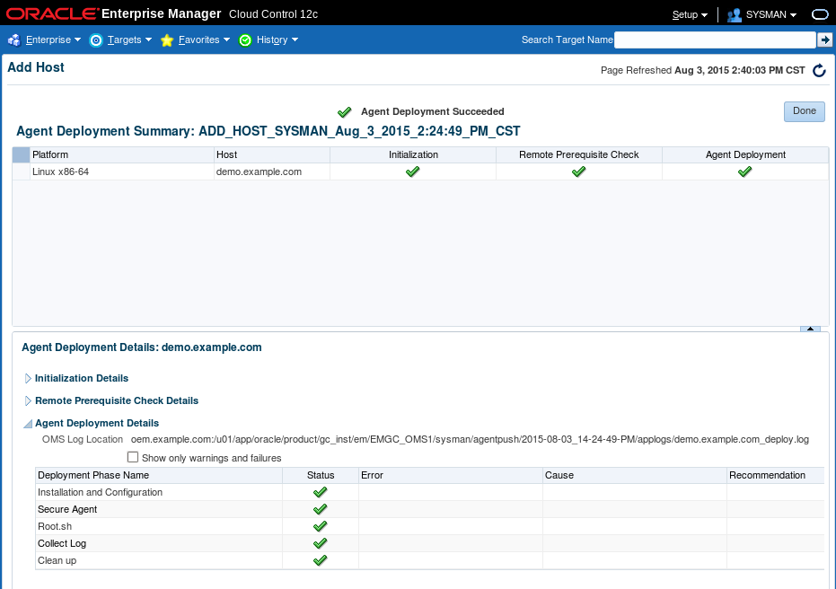 Add Host Targets: Review