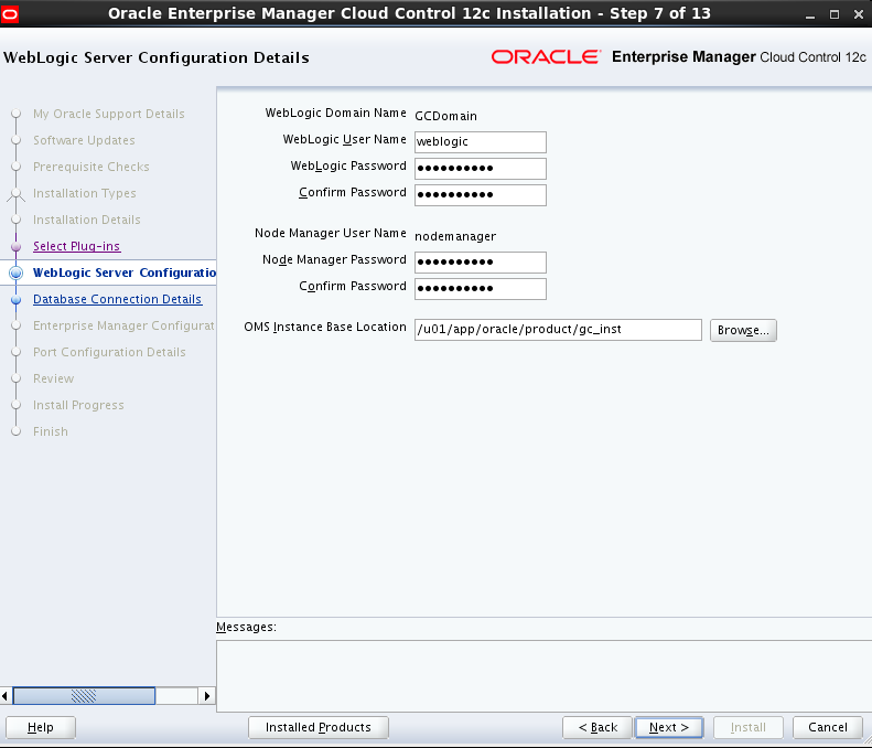WebLogic Server Configuration Details