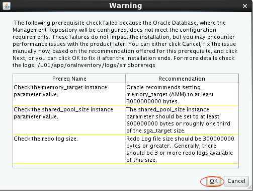 Database Connection Details - Warning