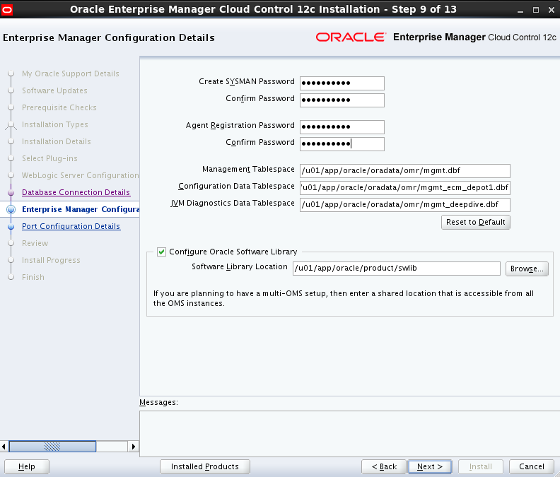 Enterprise Manager Configuration Details